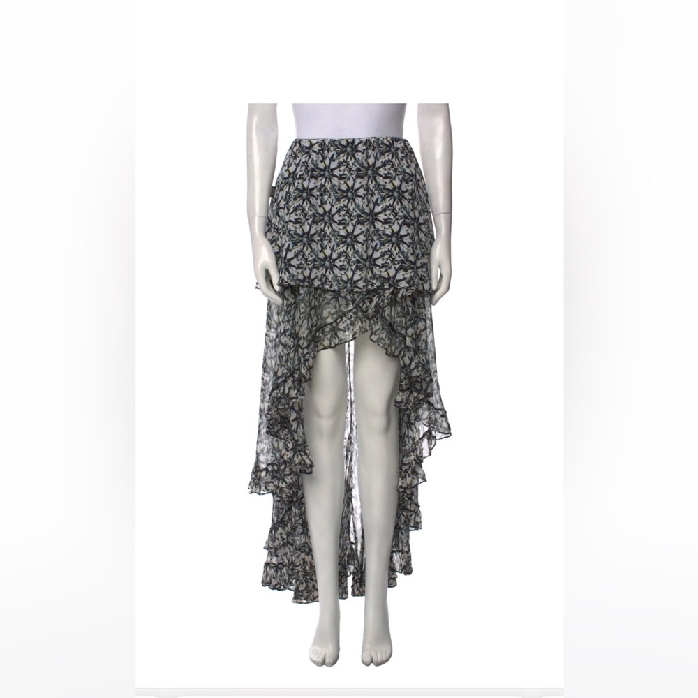 Caroline Constas Silk Floral High-Low Skirt